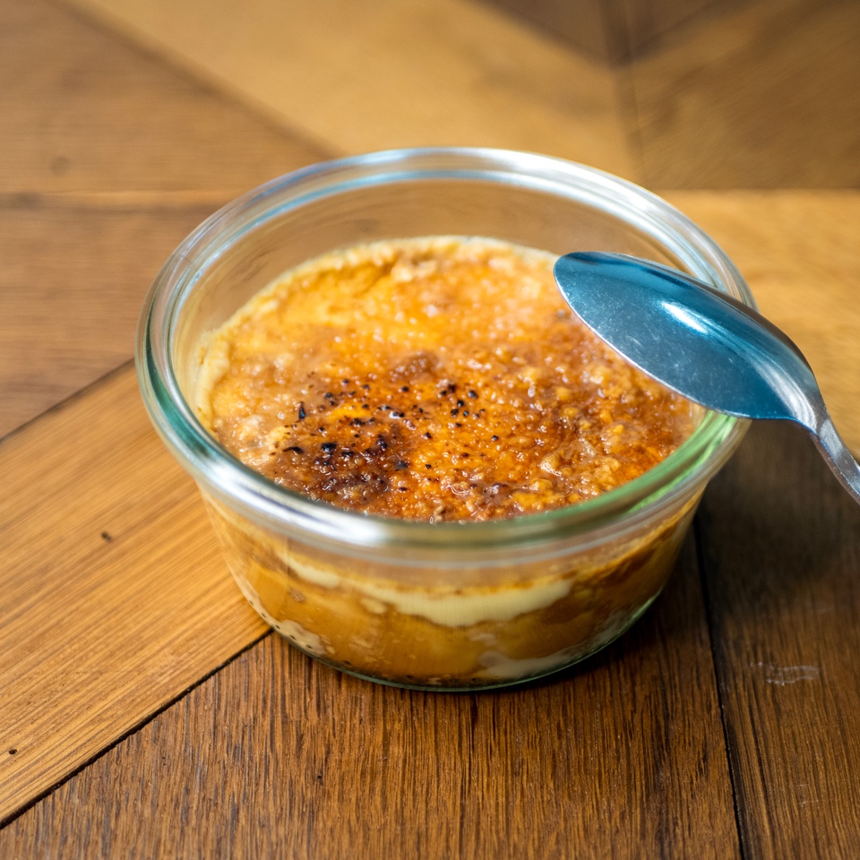 Crème brûlée poire champagne