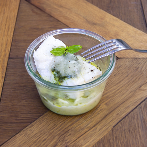 Cabillaud pesto parmesan
