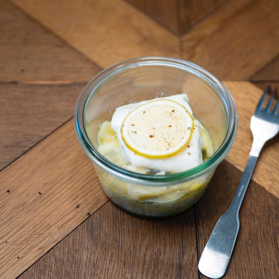 Cabillaud fondue de poireaux citron